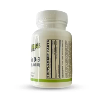 Vitamin D3 125 mcg 5000 IU 100 softgels package backside
