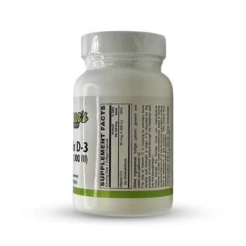 vitamin d-3 25 mcg 1000 iu 250 softgels bottle back